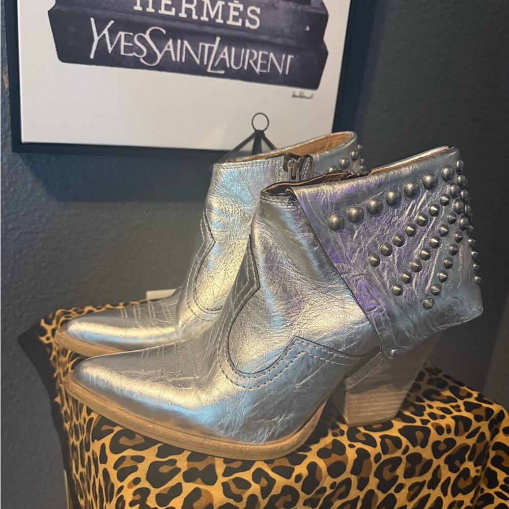 Silver Studded Ankle Boots